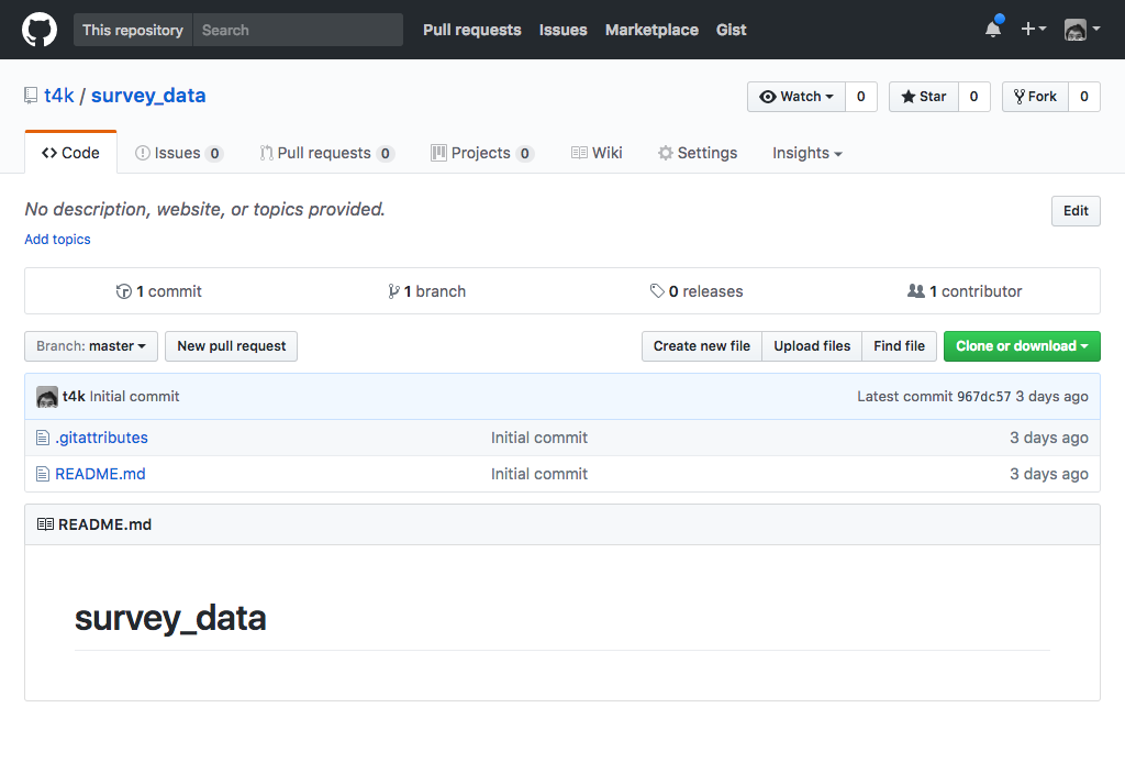 survey_data repository as seen on GitHub